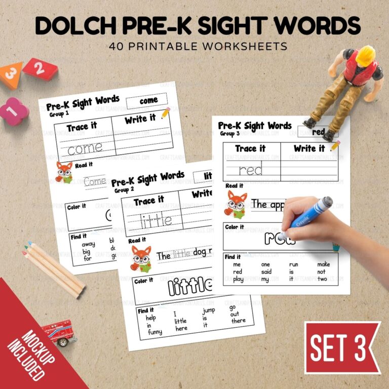 Pre-K Dolch Sight Words Complete 40 Word Set 3 » Surf And Sunshine Designs